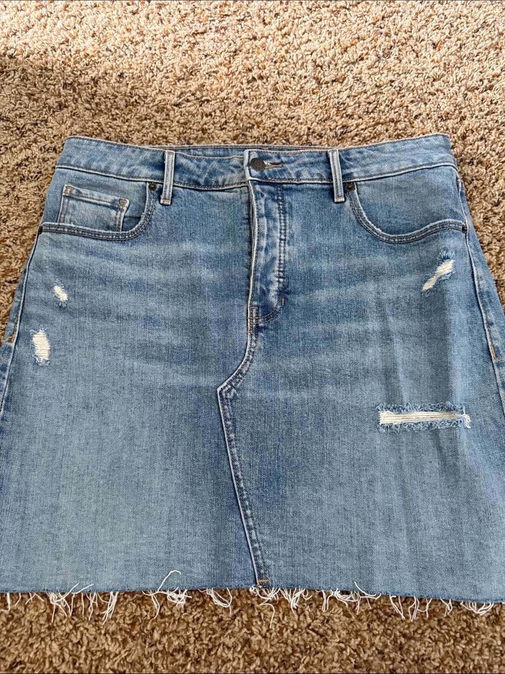 Old Navy Light Blue Distressed Denim Mini Skirt